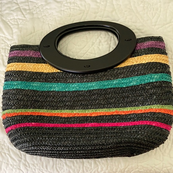 NWOT Black/multi-color wheat-straw purse - Picture 1 of 1